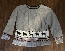 Hartstrings Grey Reindeer Sweater Pullover Winter Christmas Kids 8-10