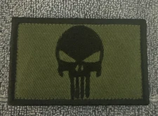 PUNISHER SKULL 2x3 Embroidered Morale Patch Hook Backing Brand New
