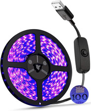UV Light Strip USB UV Black Light Strip DC5V 390Nm-400Nm 6.56FT/2M SMD 3528 120L