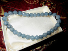 Lovely 7mm faceted aquamarine stretch bracelet