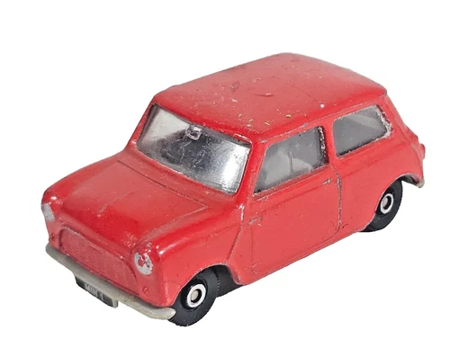 Vintage Corgi Toys Mini Cooper MIN 1 Red Color Diecast Car Classic Collectible.