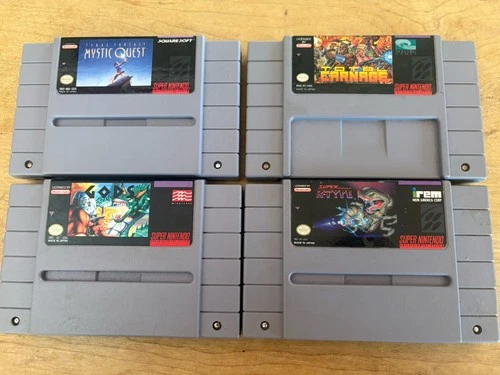 4 Game Lot SNES Final Fantasy Mystic Quest, Total Carnage, War Gods, Super RType