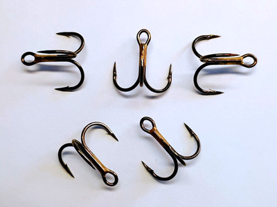 (100) VMC SHORT-SHANK 1X TREBLE HOOKS (SIZE 5) BRONZE (9651BZ) BULK 9651
