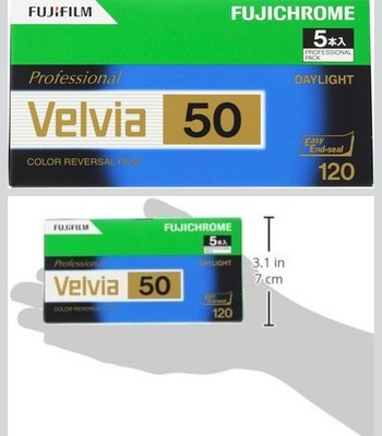 Fujifilm Fujichrome Velvia 50 ISO Color 120 Film 5-pack Box New