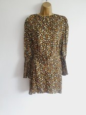 Zara Puffer Long Sleeve Floral Print Mini Dress Size M