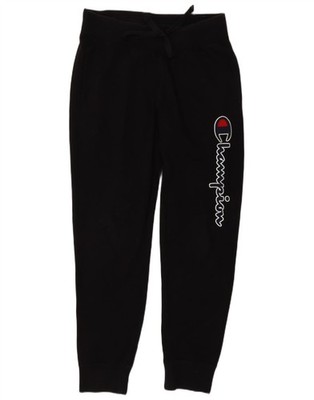 CHAMPION Mens Graphic Tracksuit Trousers Joggers Small  Black Cotton BN08