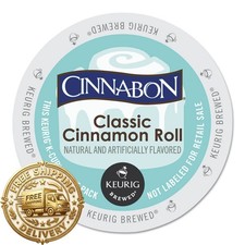 Cinnabon Classic Cinnamon Roll, Single-Serve Keurig K-Cup Pods, Flavored Coffee,
