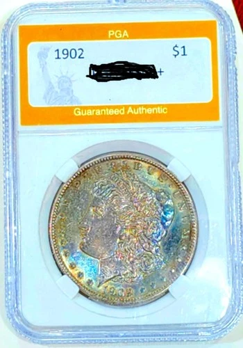 1902-P Rare Date Gem BU ++++ Morgan Dollar Monster 2 Sided Rainbow Toned
