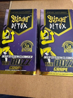 #ad Lot of 2 Stinger 1 Hour Detox Drink 5x Strength Grape 8oz Buzz Cleanser Fr Sh $29.50