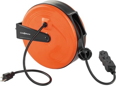 Link2Home 30 Ft Retractable Extension Cord Reel with 3 Outlets, Ceiling or... 