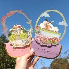 4X Cute Bow Flower Greeting Cards Blank DIY Wedding Congratulation Birthday Gift