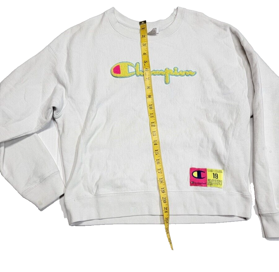 Vintage Champion Reverse Weave Off White Embroidered Sweatshirt