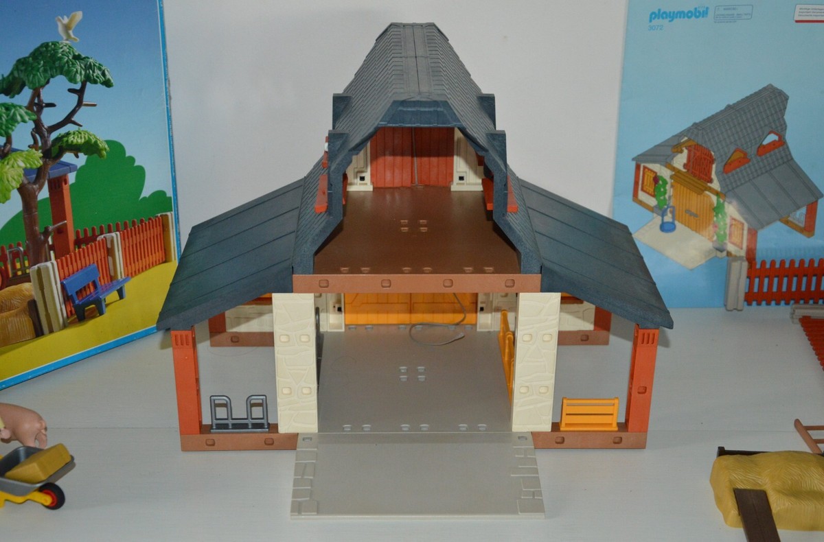Lot Playmobil Vintage Ferme Country 1999 - Fermier, Brouette, Fourche, Animaux