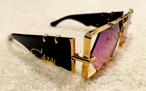 Cazal Sunglasses Black & Gold Frame Dark Pink Lens Unisex Tinted Eyewear - Picture 6 of 9