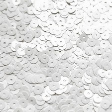 5mm Flat Sequins White Opaque Medium Hole Made in USA