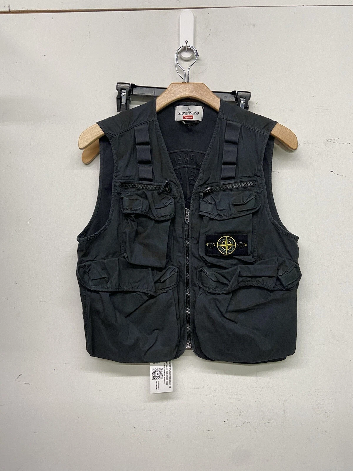 Gilet cargo noir Stone Island x Supreme taille S