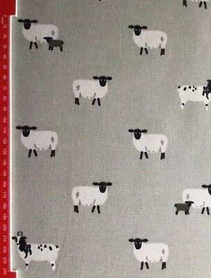 Sophie Allport Sheep on Grey Lambs Cotton Duck Fabric New Assorted Sizes Squares