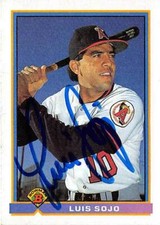 Luis Sojo autographed baseball card (California Angels) 1991 Topps Bowman #197