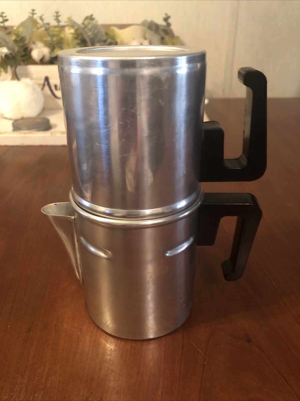 Vintage Percolator Italian Stovetop Campfire Coffee 1 Cup Aluminum Kitchen Decor