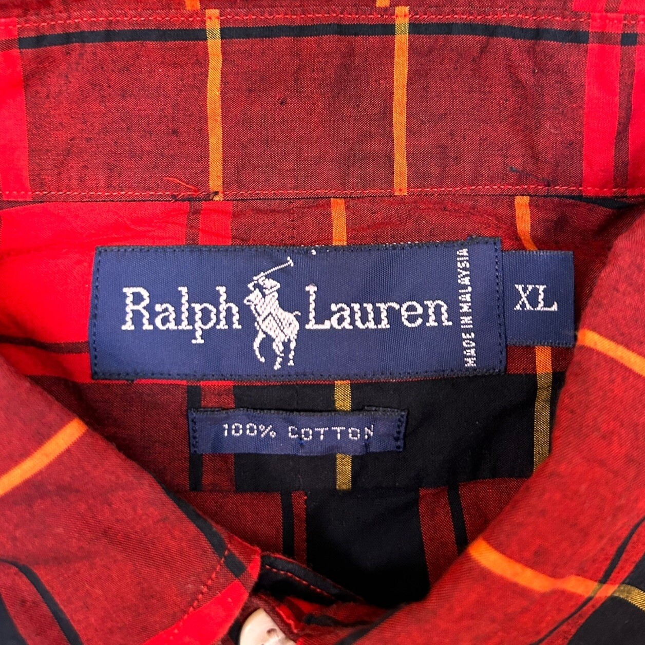 Vintage Ralph Lauren Crest Button Up Plaid Buffalo Red Black Long Sleeve XL thumbnail 6