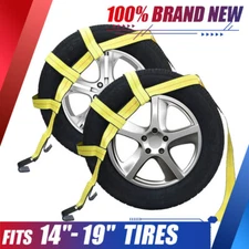 Car Tow Dolly Basket Straps heavy duty tow strap Wheel Net Set Flat Hooks 2pack