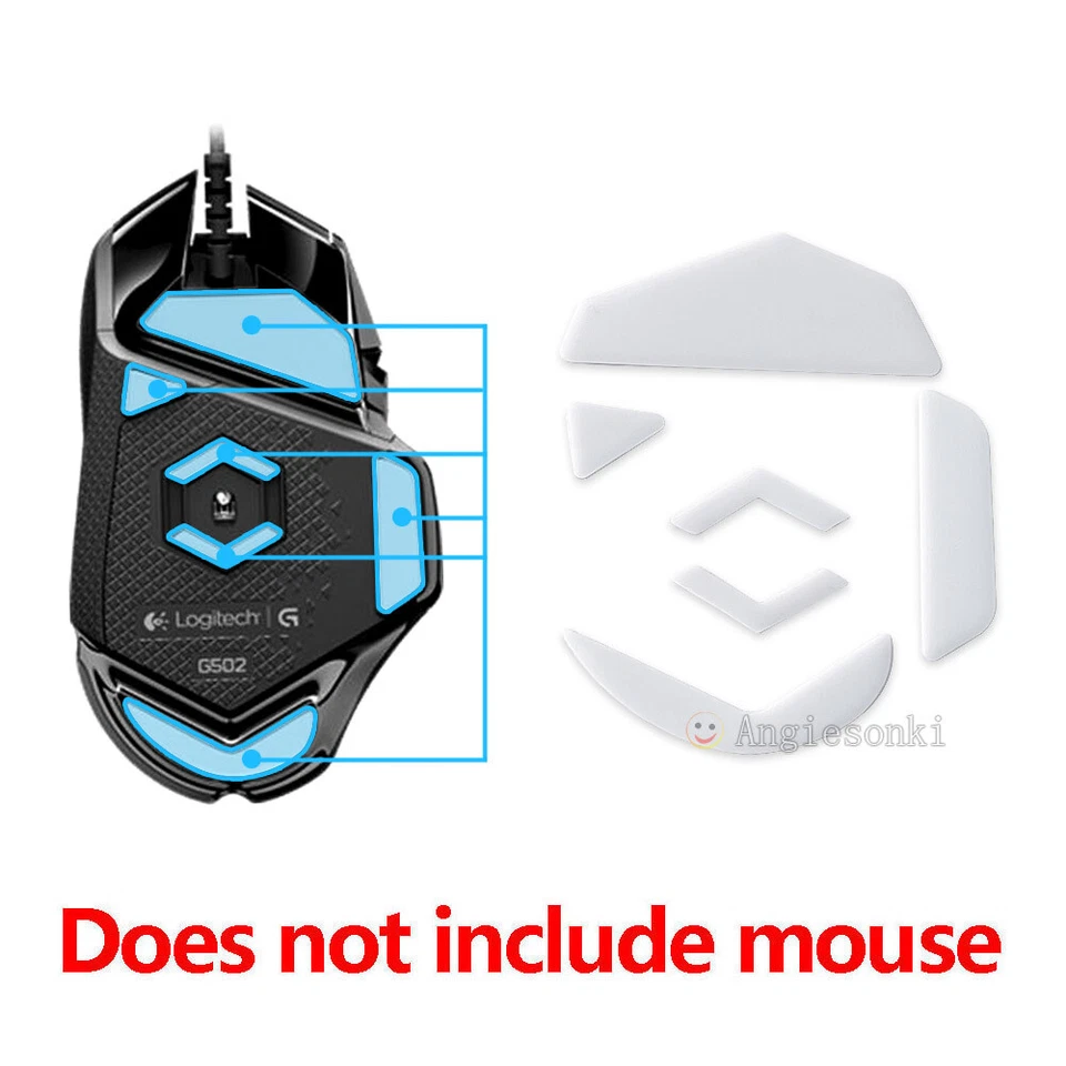 2 Sets White Rounded Curved Edges Mouse Feet Skates for Logitech G502 mouse - Image 4 of 4