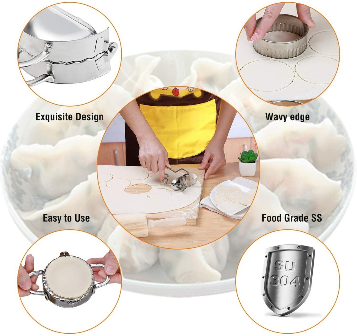 9-Delige Dumpling en Ravioli Maker Set - Roestvrij Staal - Inclusief 9-Delige Dumpling en Ravioli Maker Set - Roestvrij Staal - Inclusief