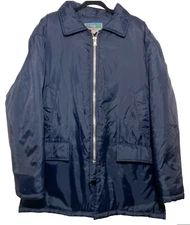 Vintage Timber King Jacket Men Size 2X Navy Blue Quilted Hooded Polar Full Zip