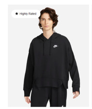 NIKE Womens Black Sportswear Club Fleece Oversized Hoodie Large BNWT C920