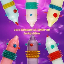 6pc adult Sensitive Orgasm Thin Latex Condoms Dotted Ribbed Stimulate Vaginal ❤️