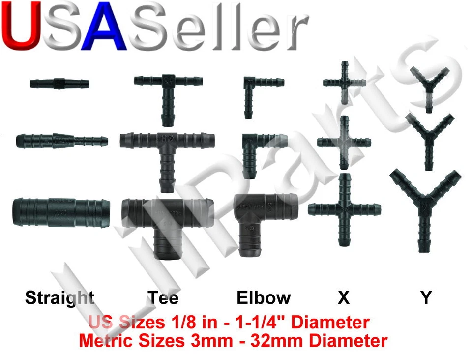 LILPARTS Vacuum Air Fuel Water Line Tube Hose Barbed Connector Coupling Tee Elbow T X Y