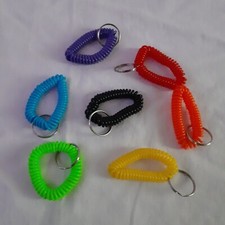 LOT OF 6 SPIRAL KEYCHAINS KEY CHAIN WRIST COIL CHAINS ELASTIC FAST SHIPPING