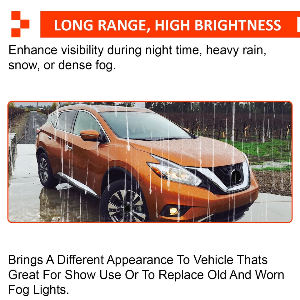 Luces antiniebla delanteras con bisel e interruptor Fit Nissan Murano 2015-2018 lente transparente Foto 4 de 4