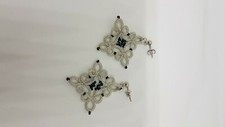 Orecchini In Pizzo Chiacchierino, Argento 925 E Vetro NUOVI Handmade