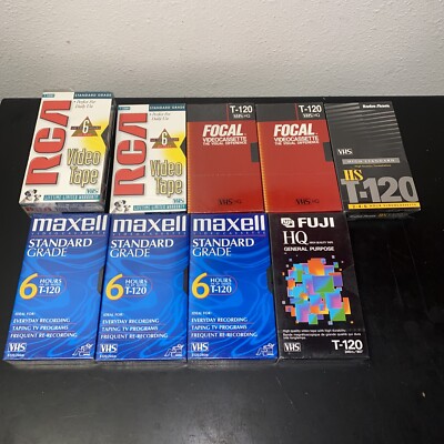 10 New Sealed VHS T 120 6 hours tapes RCA MAXWELL FUJI etc
