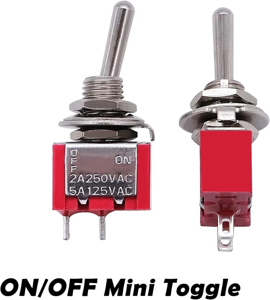 1PC SPST Mini Toggle Switch ON/OFF 2Pin 6A 125V 3A 250V MTS-101 for Car DIY - Image 3 of 4