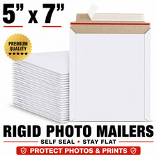 5x7 Rigid Photo Mailers White Self Seal Stay Flat Cardboard Envelopes