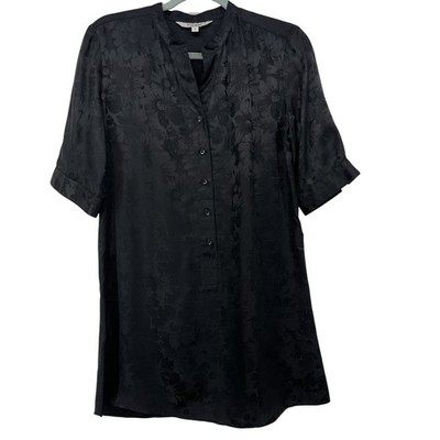 Tucker Size Small Jacquard Tunic Top 100% Silk Popover Tunic Top Short Sleeve
