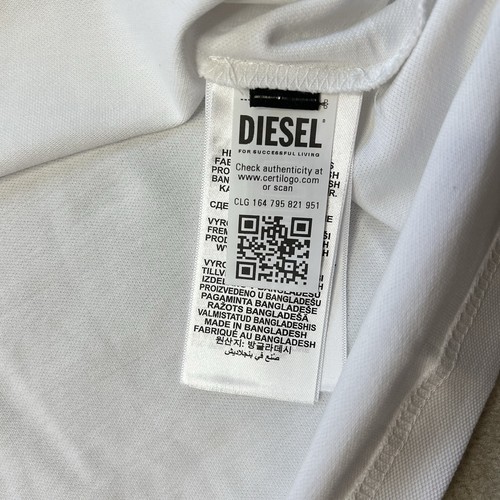 Diesel T-Smith Polo Shirt Men’s Large White Stretch Short Sleeve Logo - Picture 8 of 8