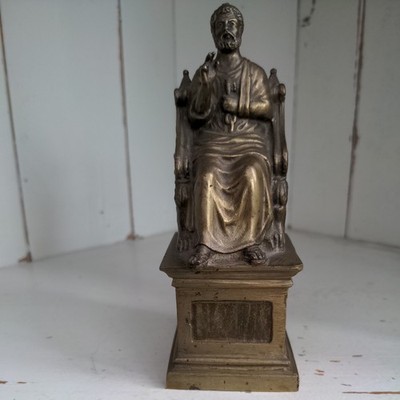 Antike italienische Grand Tour Bronze/Messing Statue Skulptur St. Peter XIX Jahrhundert