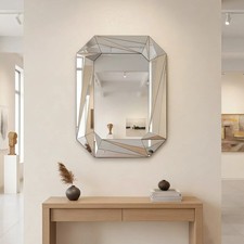 Large Diamond Beveled Mirror Wall Decor Modern Living Room Bathroom