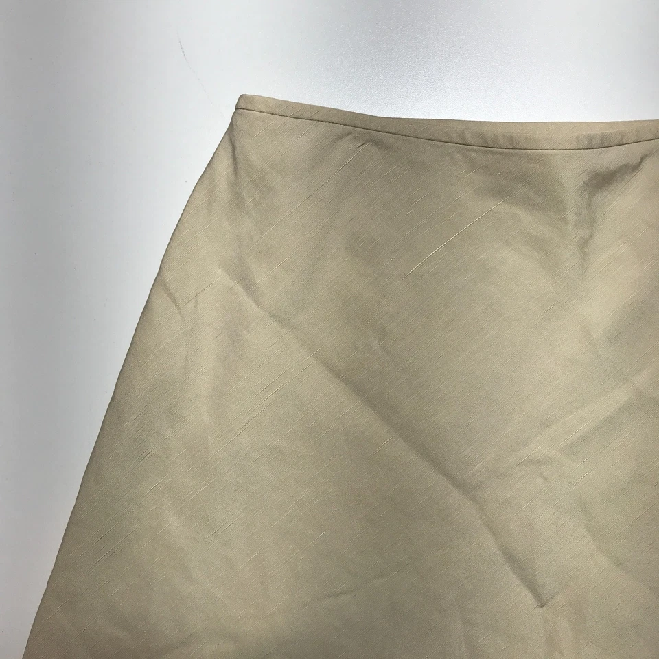 Kate Hill A 字裙 尺寸 6 真丝亚麻棕褐色卡其色 膝盖以下 Modest Essential — 第 3/4 张图片