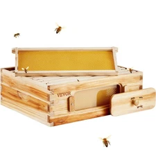Durable Wooden Bee Hive Kit Medium Size 19mm Cedar Beeswax Coated Top Vent