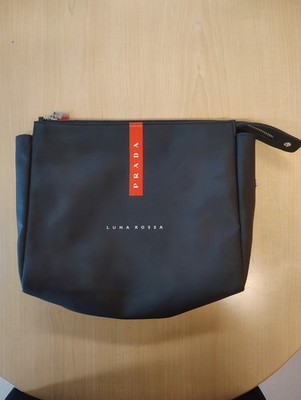 PRADA Luna Rossa Authentic Pouch Cute Men's Bag Black Leather