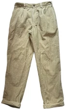 Field Gear Mens Corduroy Pleated Preppy Academia Pants Size 34x32 Beige Casual