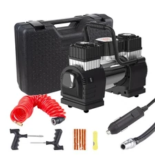 Dual Cylinder DC 12V Air Compressor for Car, Heavy Duty Portable Tire Inflato...