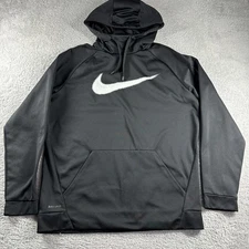 Nike Dri FIt Hoodie Mens Large Black Cowl Neck Poly Minimalist Essential