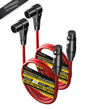 VANDESAIL 3ft Right Angle XLR 2 Pack Male to Straight Female Mic 3 Feet, Red 