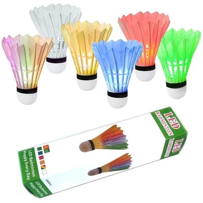 LED Badminton Birdies 6-Pack, Glow in The Dark Shuttlecocks