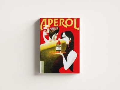 Aperol Retro Canvas Print, Vintage Cocktail Drink Wall Art Decor